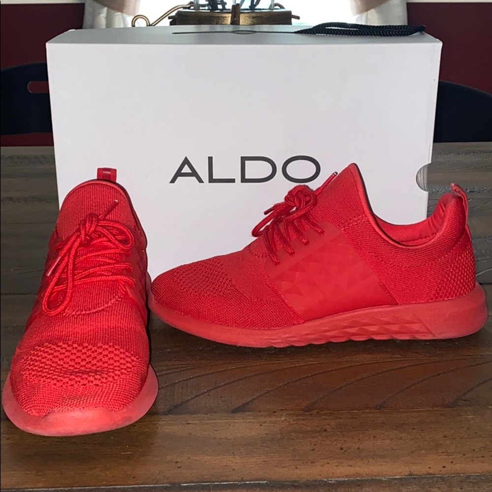 All red Aldo sneakers